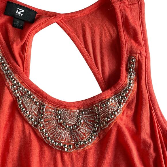 iZ Byer Y2K Stretch Cut Out Tank Beaded Neckline Going Out Top Size Medium - Picture 5 of 8